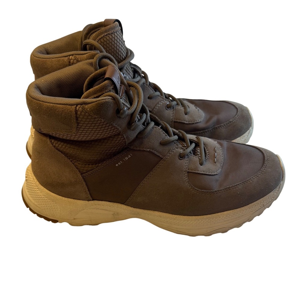 Coach Mens Hybrid Hiking Boots Suede Nylon High Top Sneakers Brown Olive - Picture 3 of 6